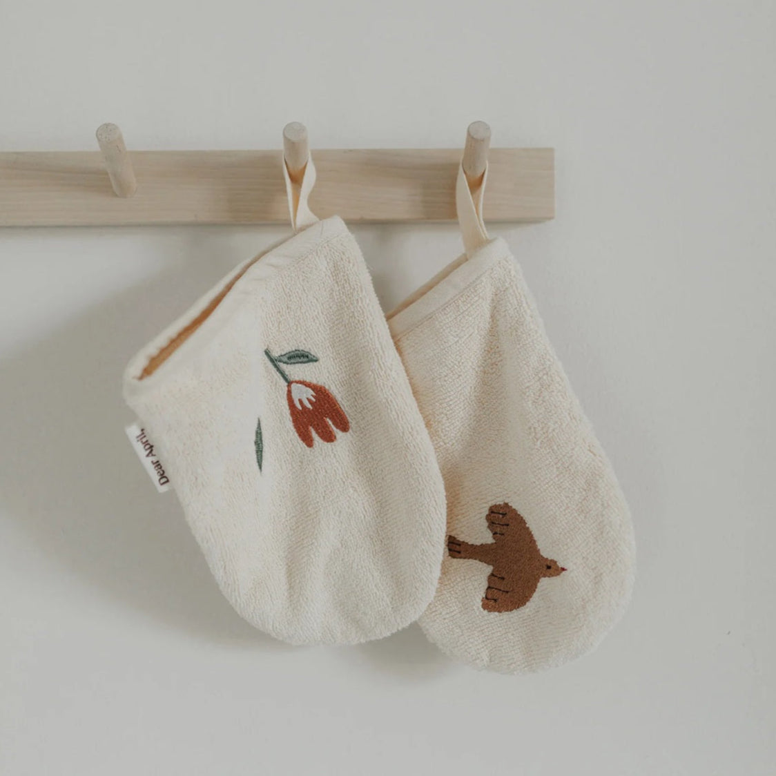 Dear April 2-Pack Paw Bath Gloves - Embroidered Terry - Harmony