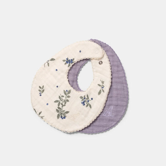 Dear April Koa 2-Pack Organic Bibs - Blueberries/Lavender