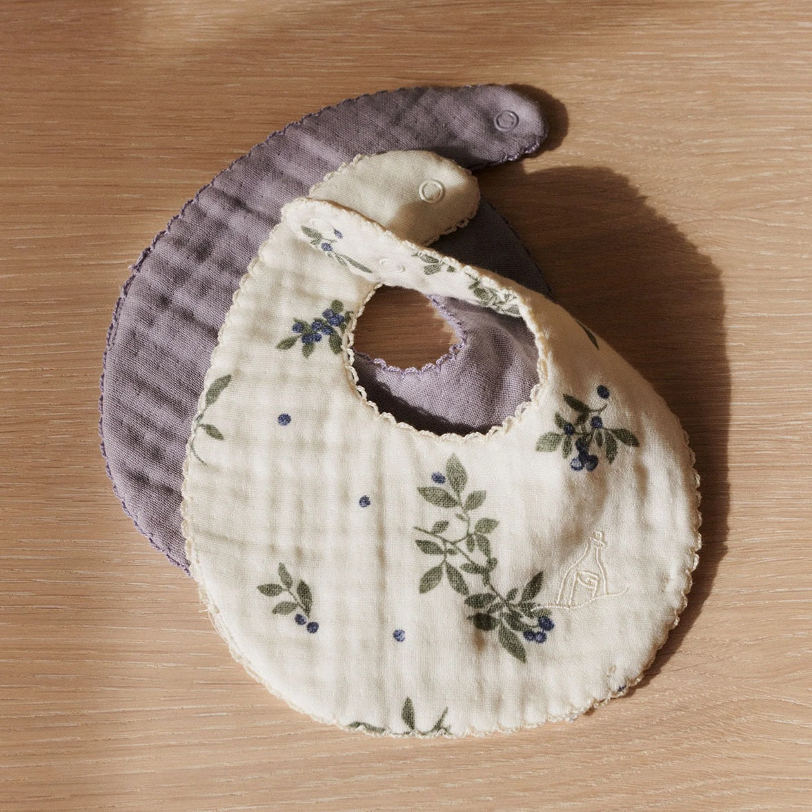 Dear April Koa 2-Pack Organic Bibs - Blueberries/Lavender