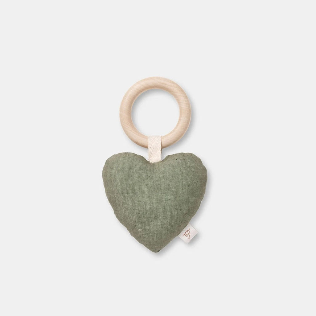 Dear April Lara Heart Rattle Teether - Forest Green