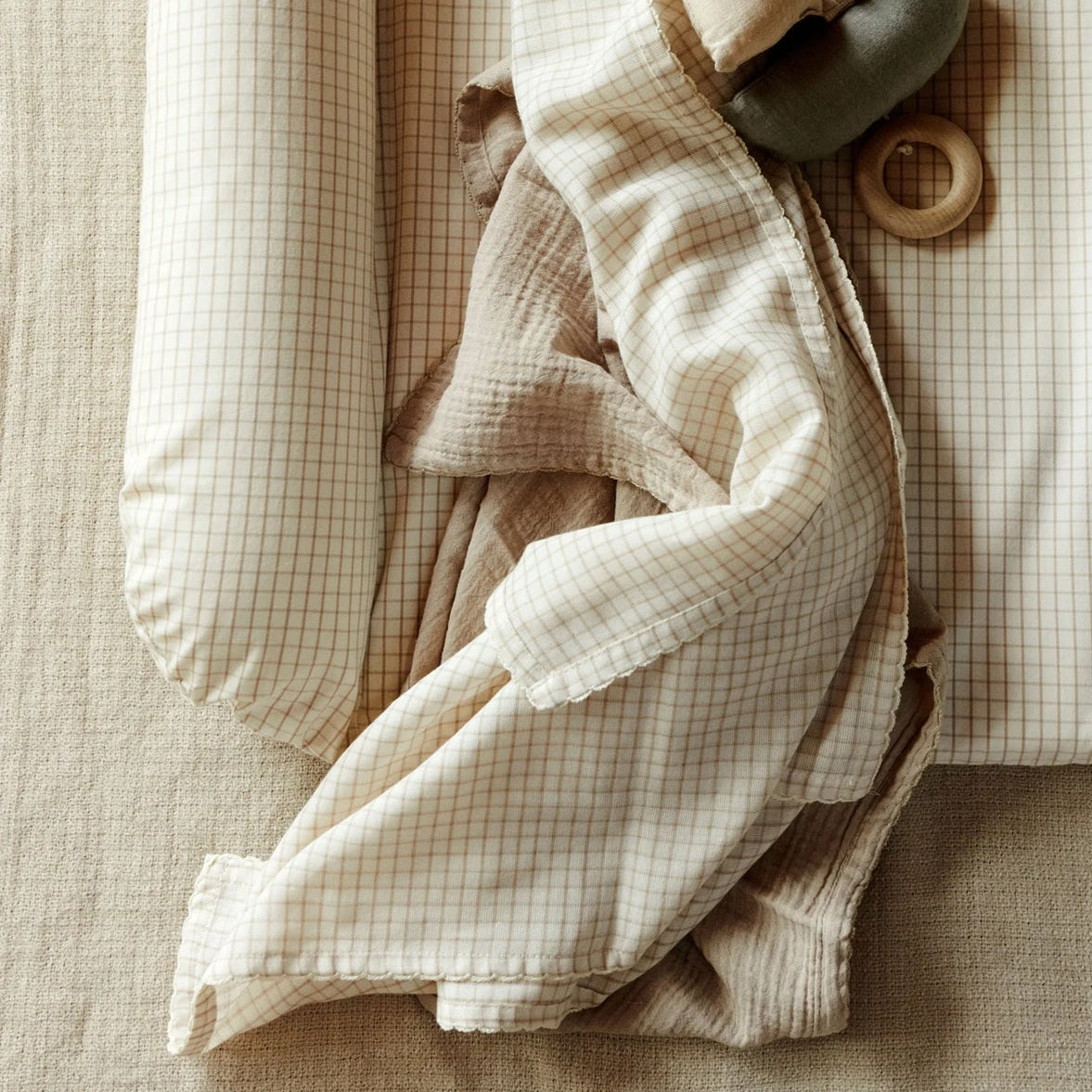 Dear April Mio 3-Pack Organic Muslin Cloths - Mini Check