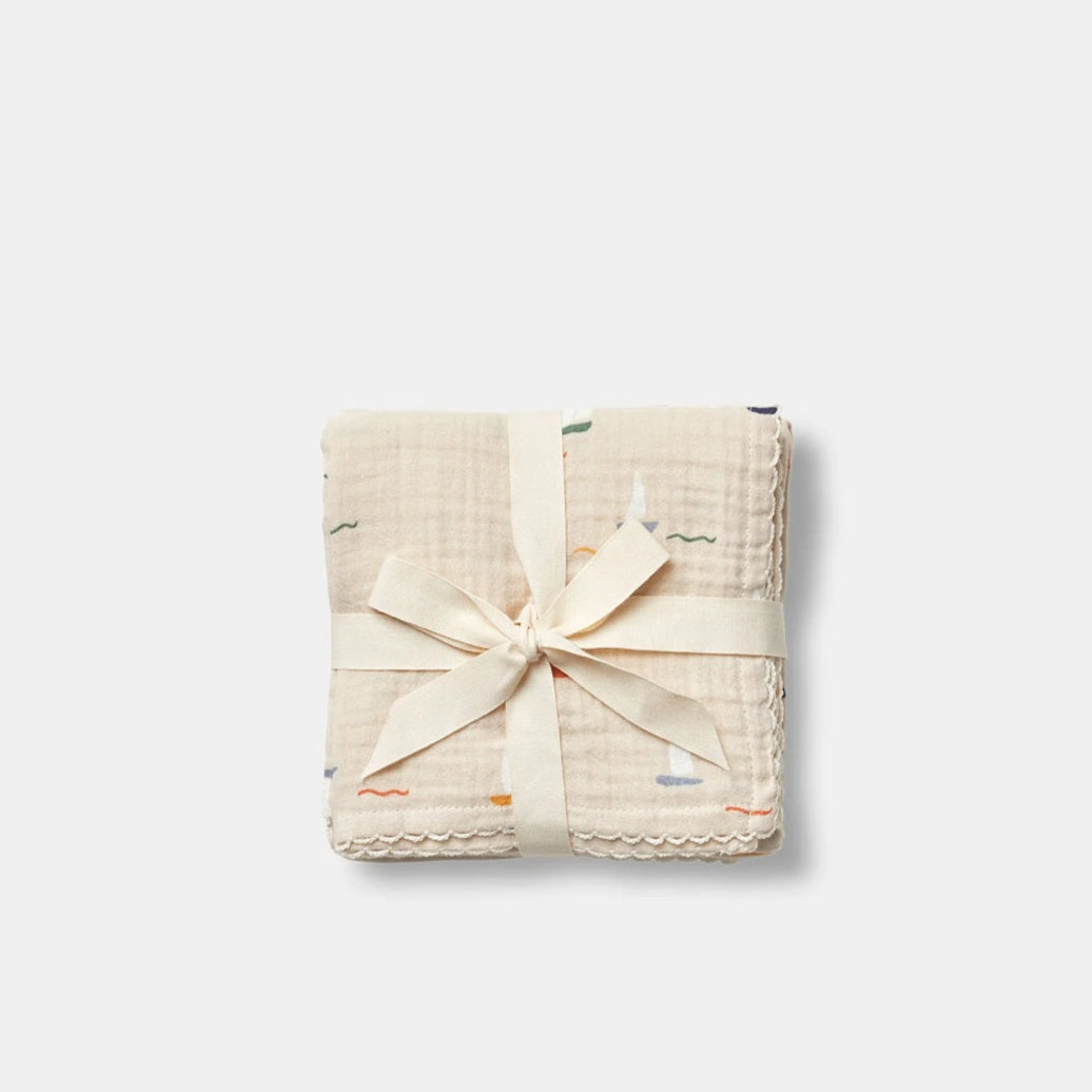 Dear April Mio 3-Pack Organic Muslin Cloths - Pond Boats