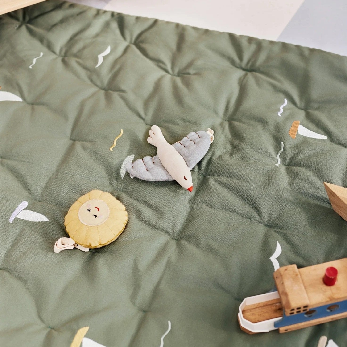 Dear April Embroidered Play Mattress - Sailboats