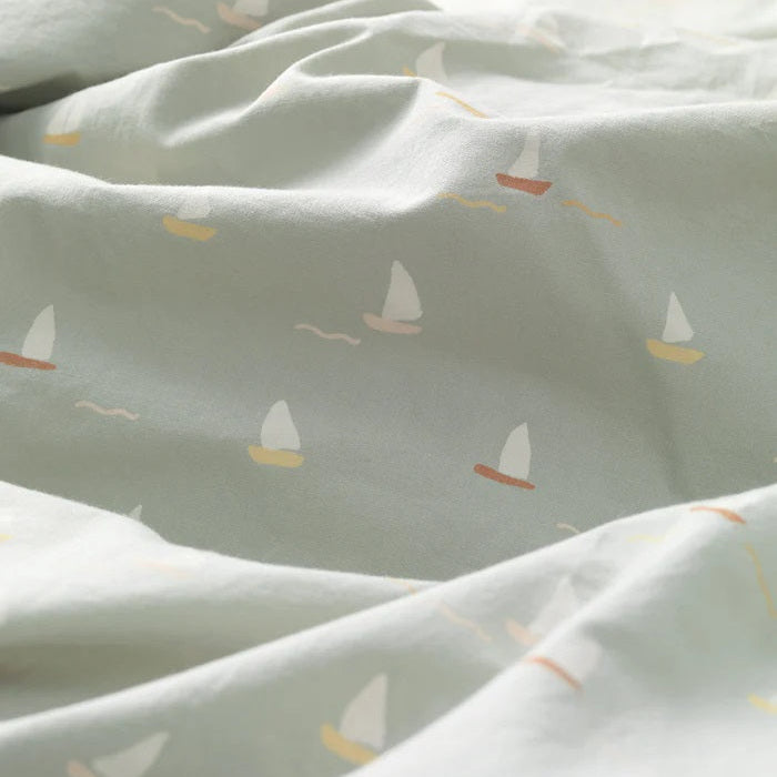 Dear April Organic Single Bedding Set - 140 x 200cm - Sailboats