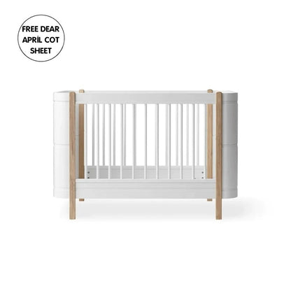 Oliver Furniture Wood Mini+ Cot Bed Excl. Junior Kit - White/Oak