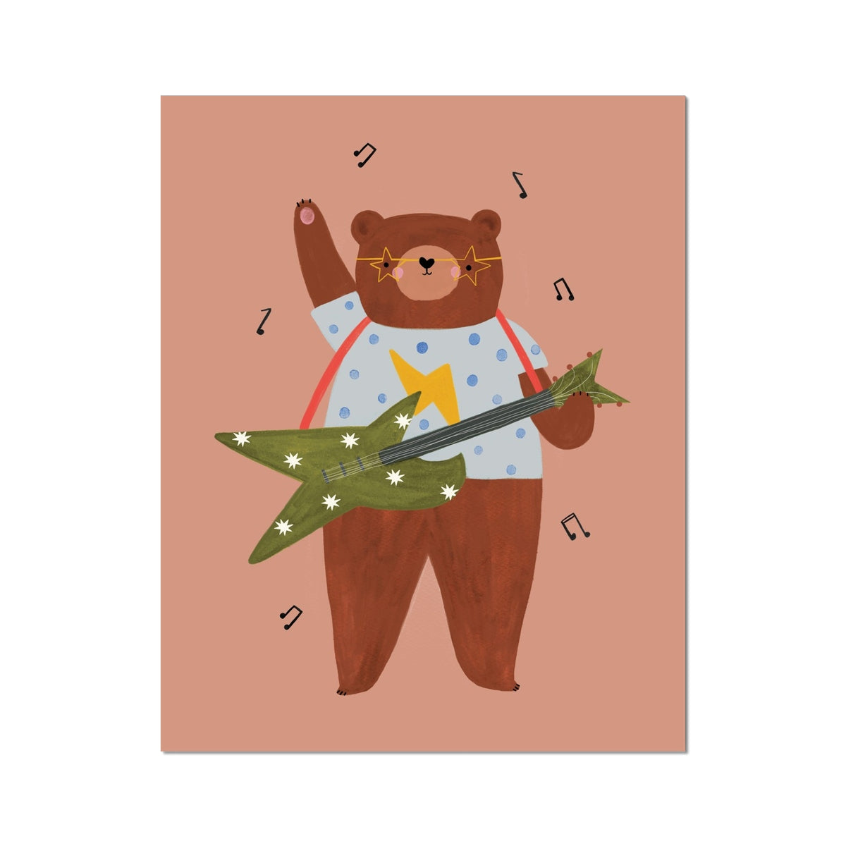 Kid of the Village Rock 'n' Roll Bear Art Print