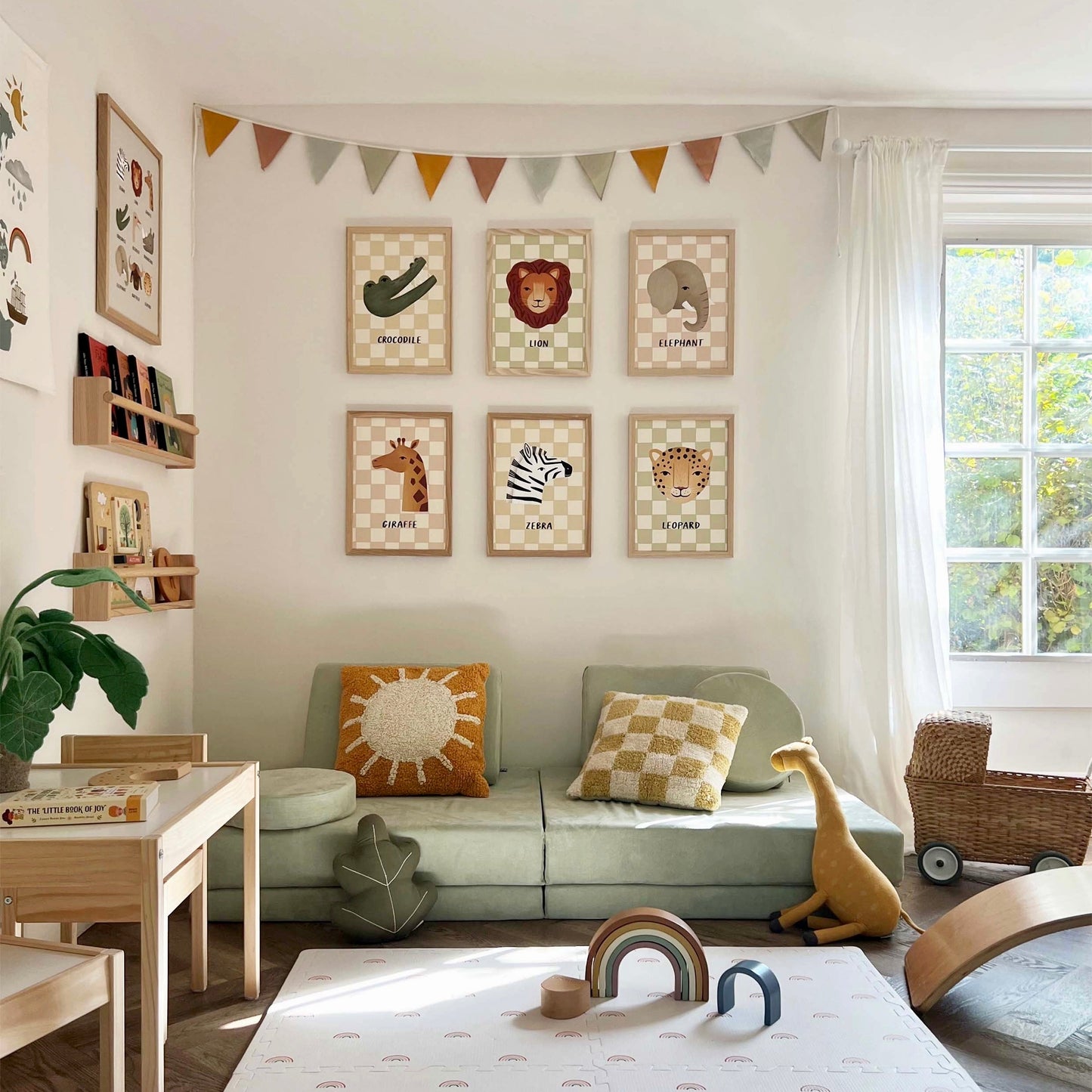 Kid of the Village Elephant Check Art Print - Pink