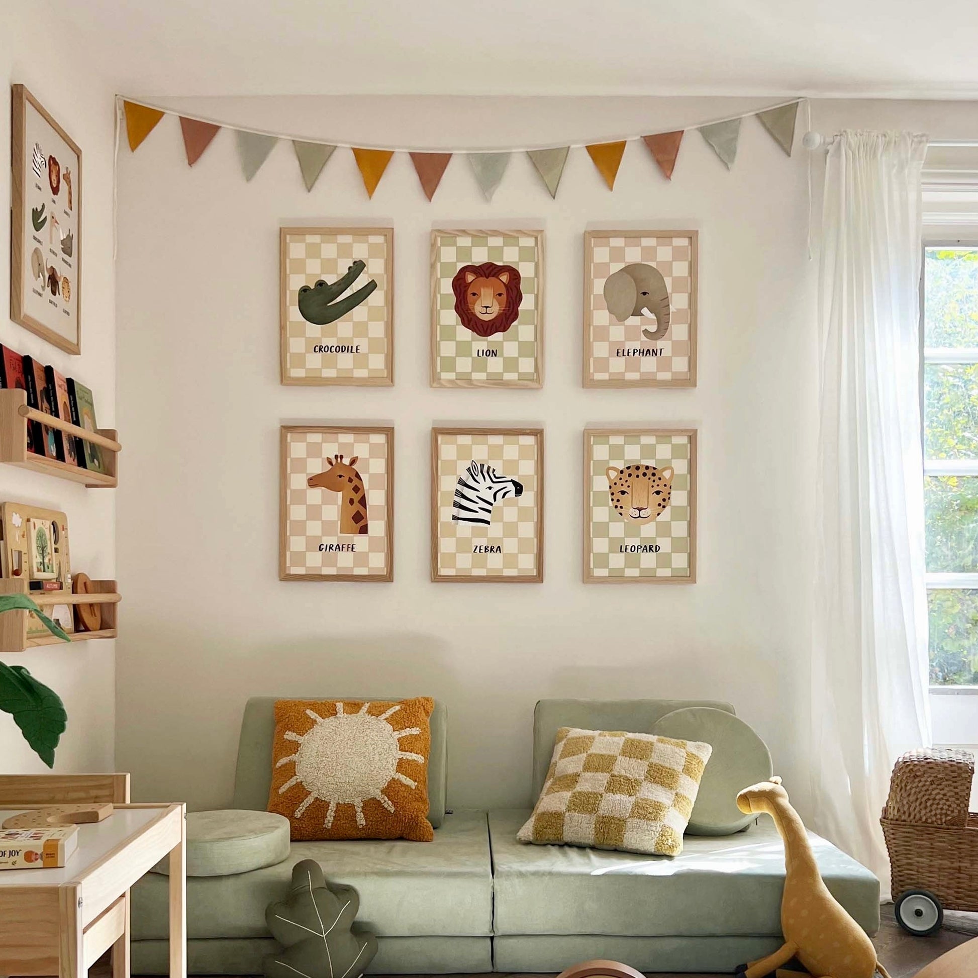 Kid of the Village Giraffe Check Art Print - Pink