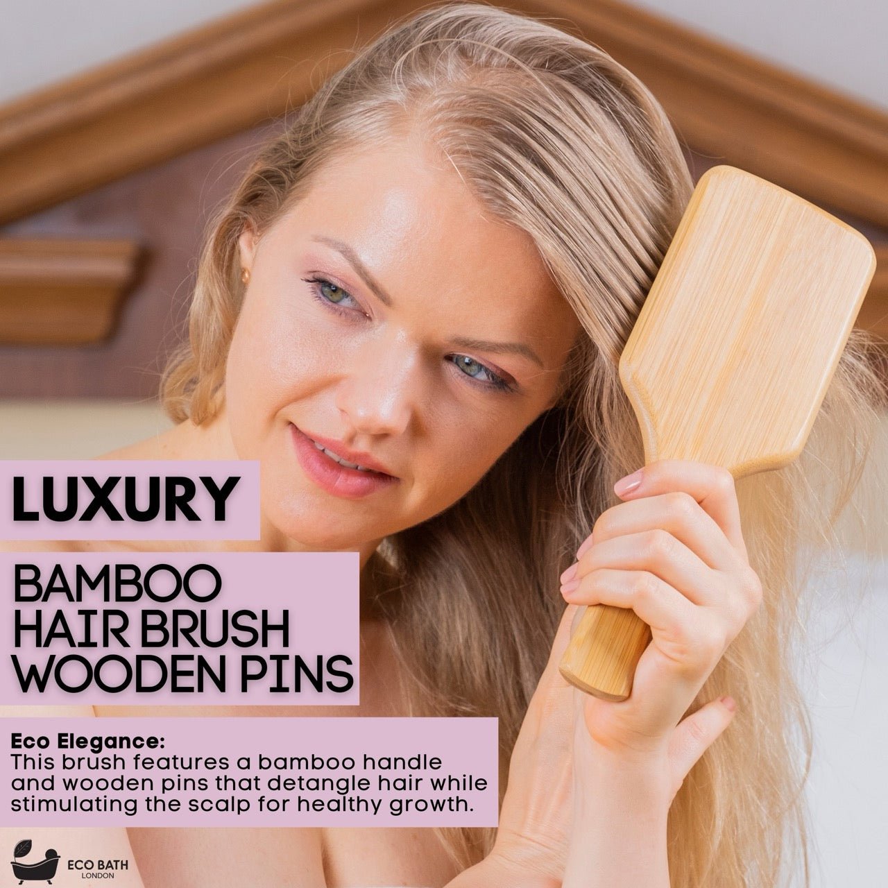 Eco Bath London Bamboo Hairbrush with Wooden Pins