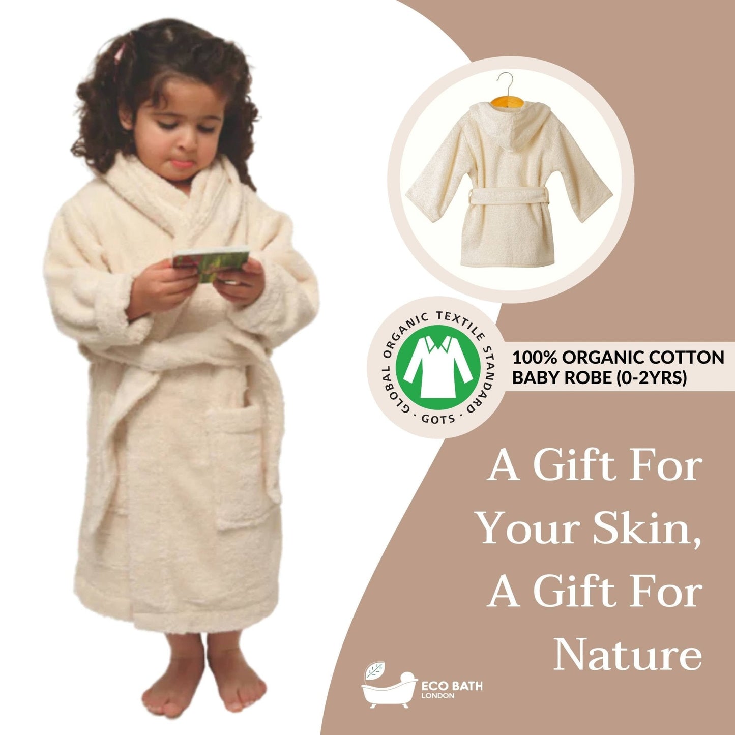 Eco Bath London Organic Cotton Baby Bathrobe - 0-5 Years