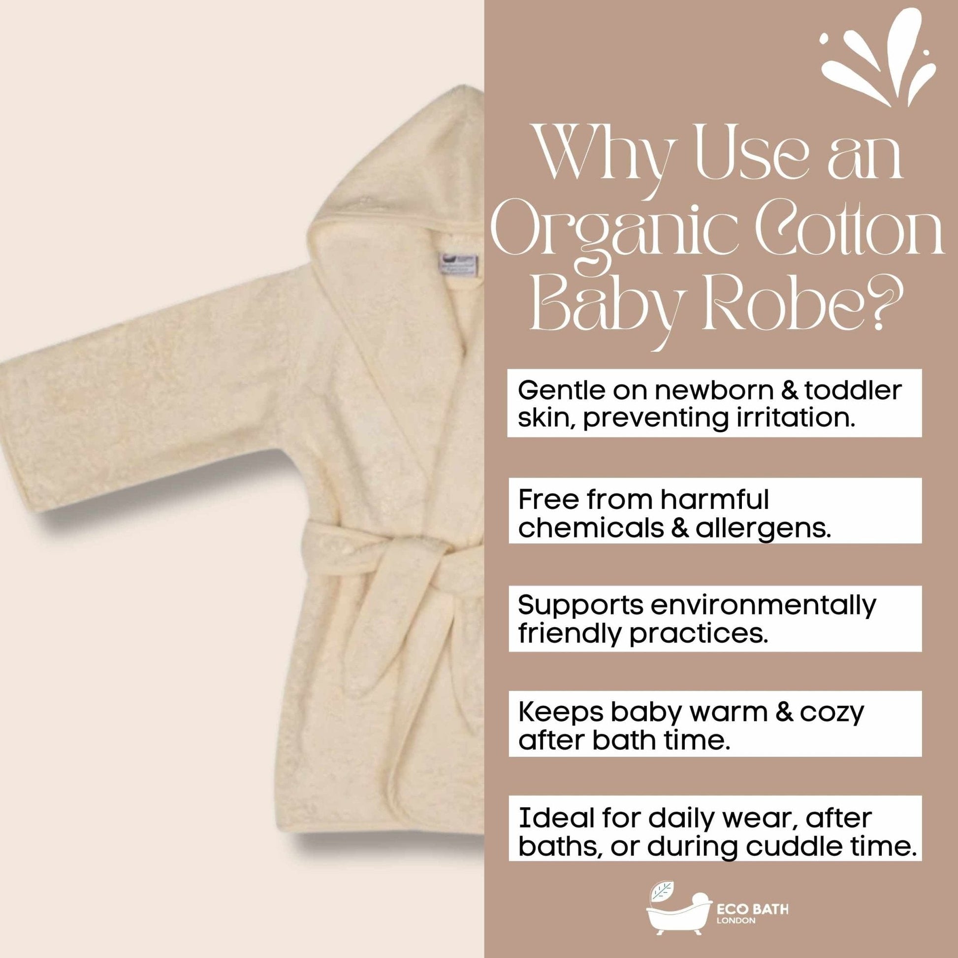 Eco Bath London Organic Cotton Baby Bathrobe - 0-5 Years