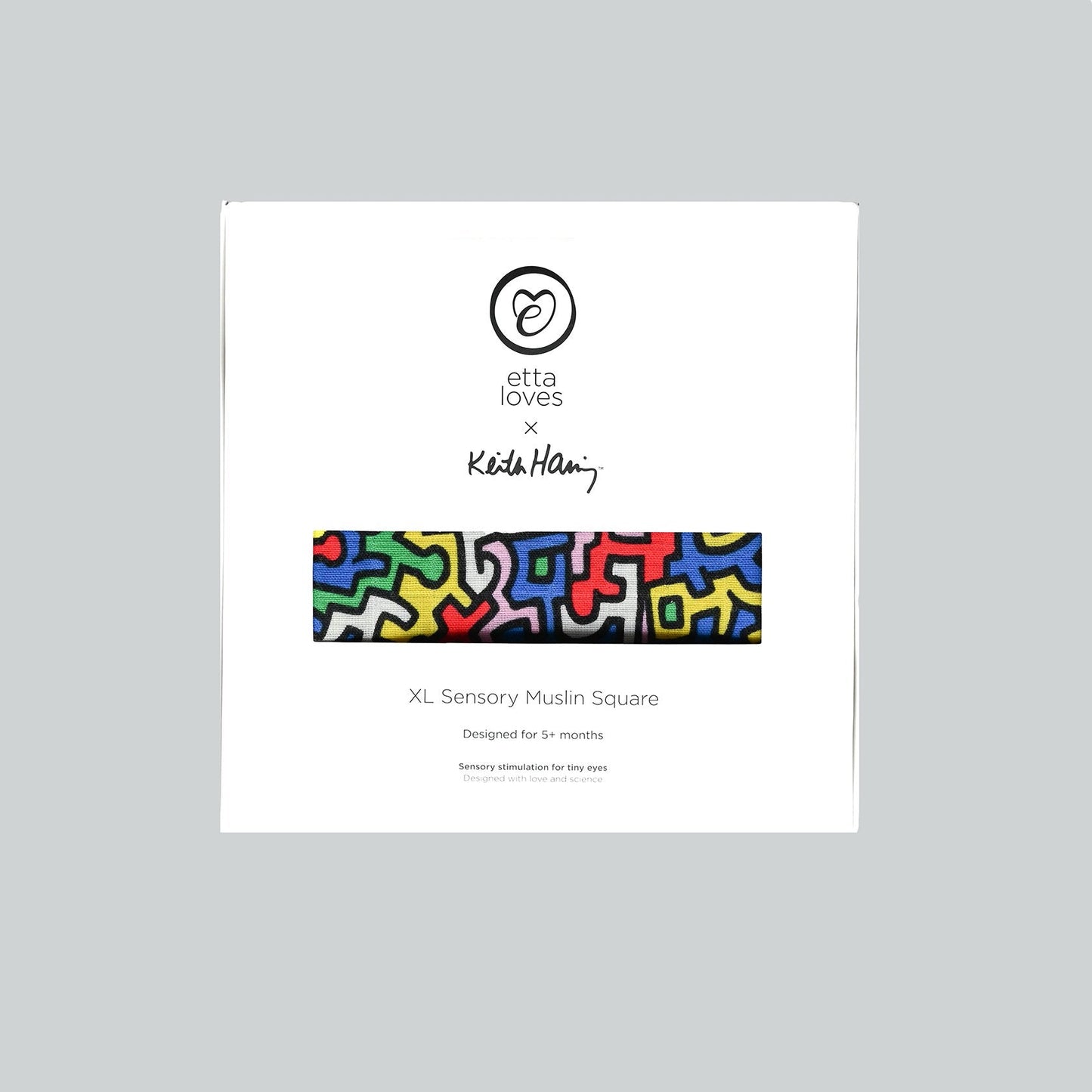 Etta Loves x Keith Haring Organic Sensory XL Muslin Cloth - Brazil