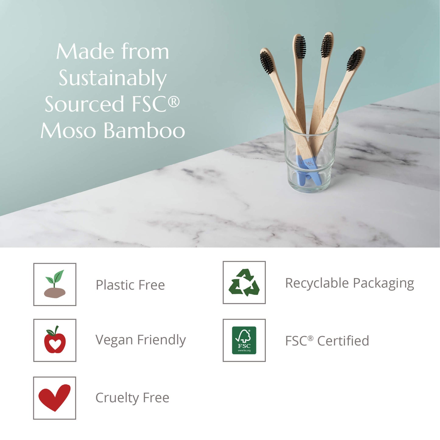 Wild & Stone Adult Bamboo Toothbrush - 4 Pack - Firm Bristles