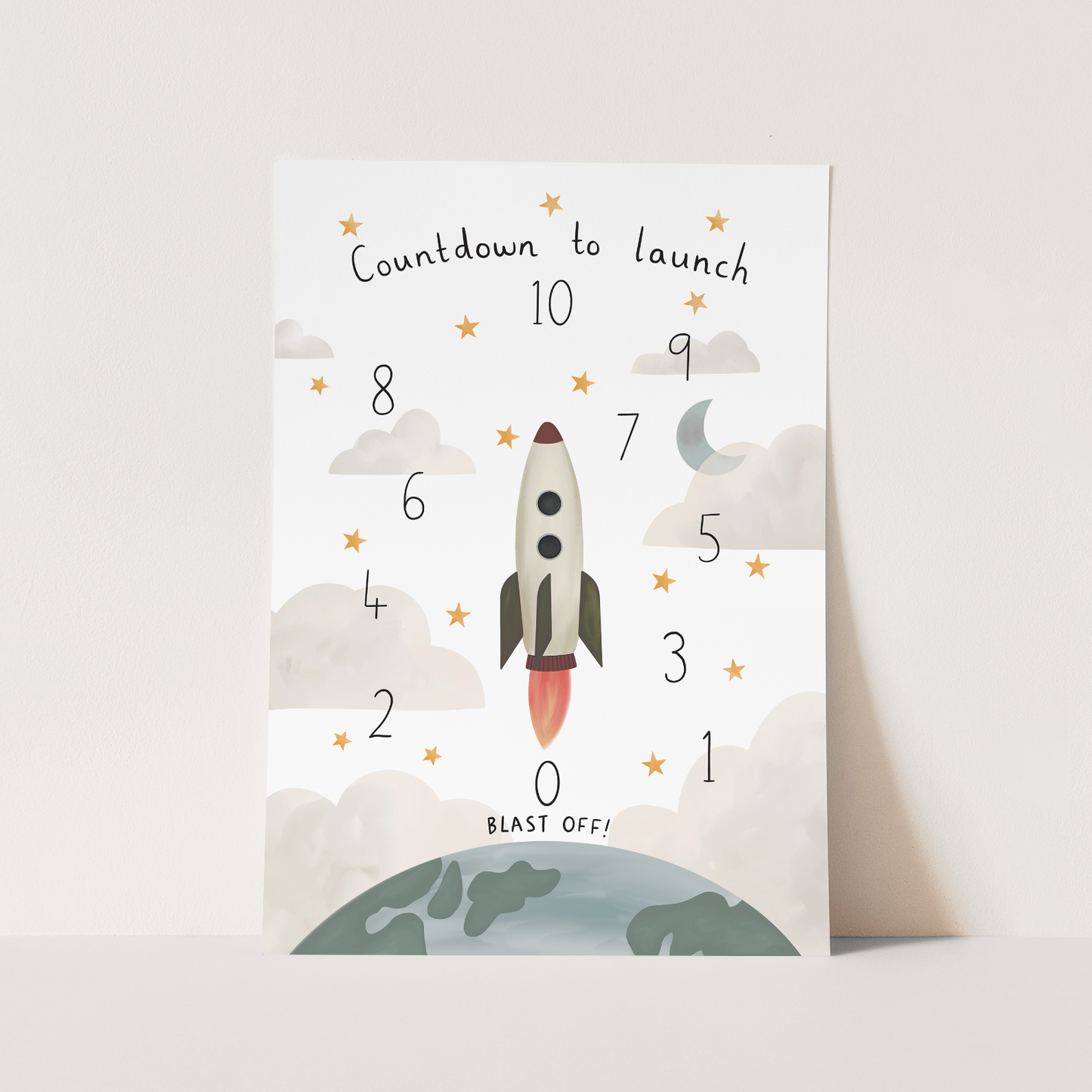 Kid of the Village Countdown to Launch Art Print - White