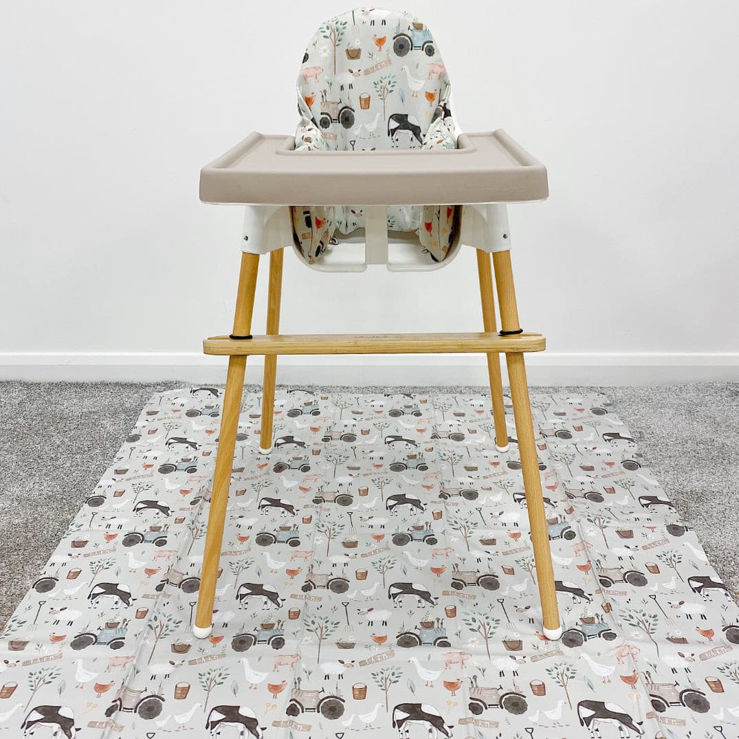Bobbin & Bumble Highchair Splash Mat - Ginger's Farm Animals