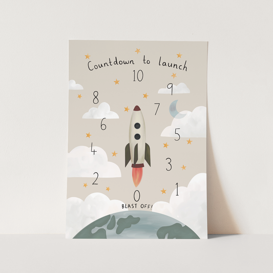 Kid of the Village Countdown to Launch Art Print - Stone