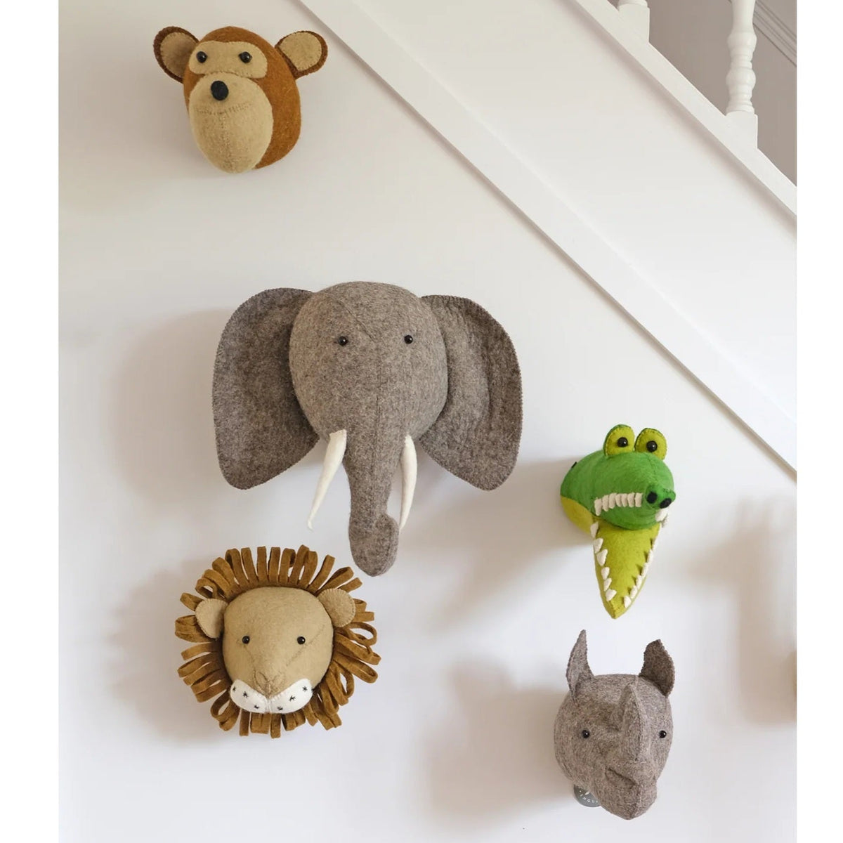 Fiona Walker Elephant Felt Animal Wall Head - Large
