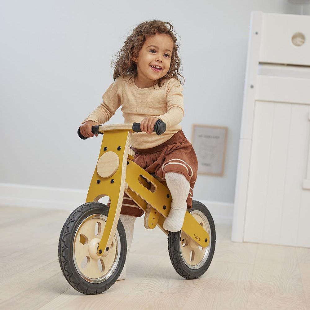 Flexa Wooden Balance Bike - Mustard