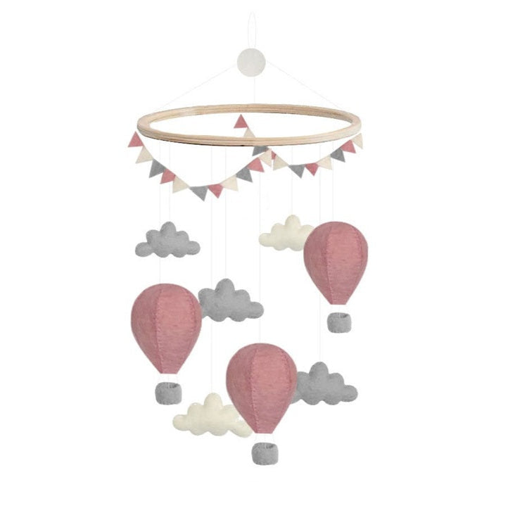 Gamcha Felt Baby Mobile - Air Balloons - Pink