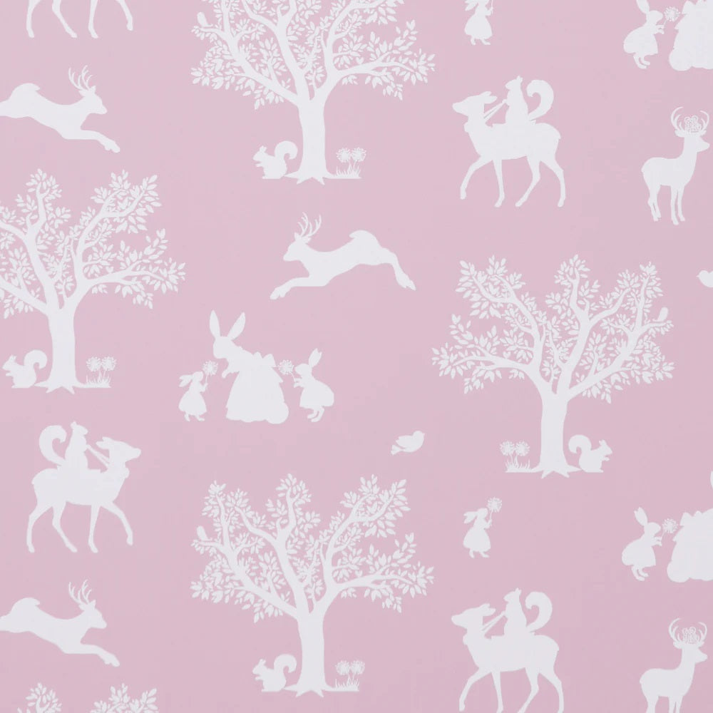 Hibou Home Wallpaper Roll - Enchanted Wood - Peony Pink