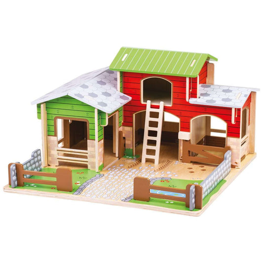 Bigjigs Wooden Cobblestone Farm Toy Playset