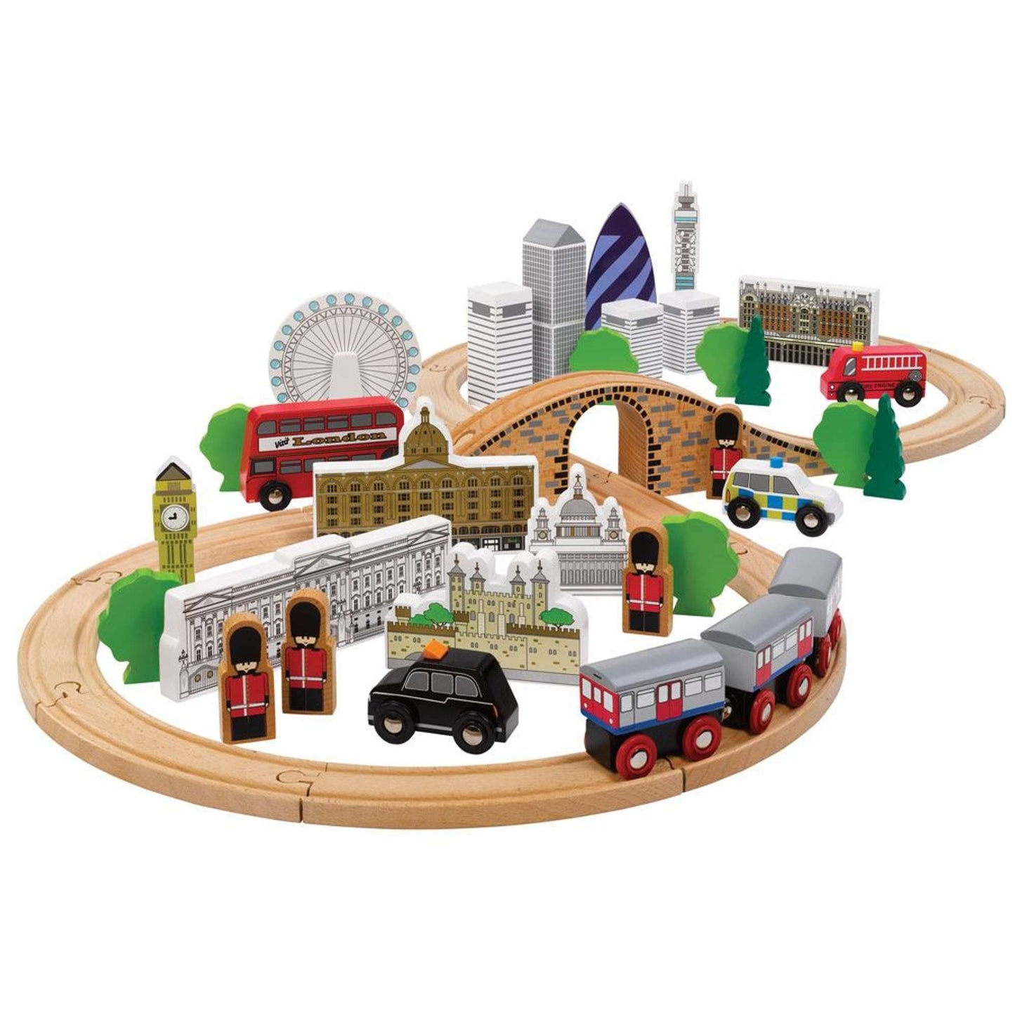 Tidlo Wooden City of London Train Set