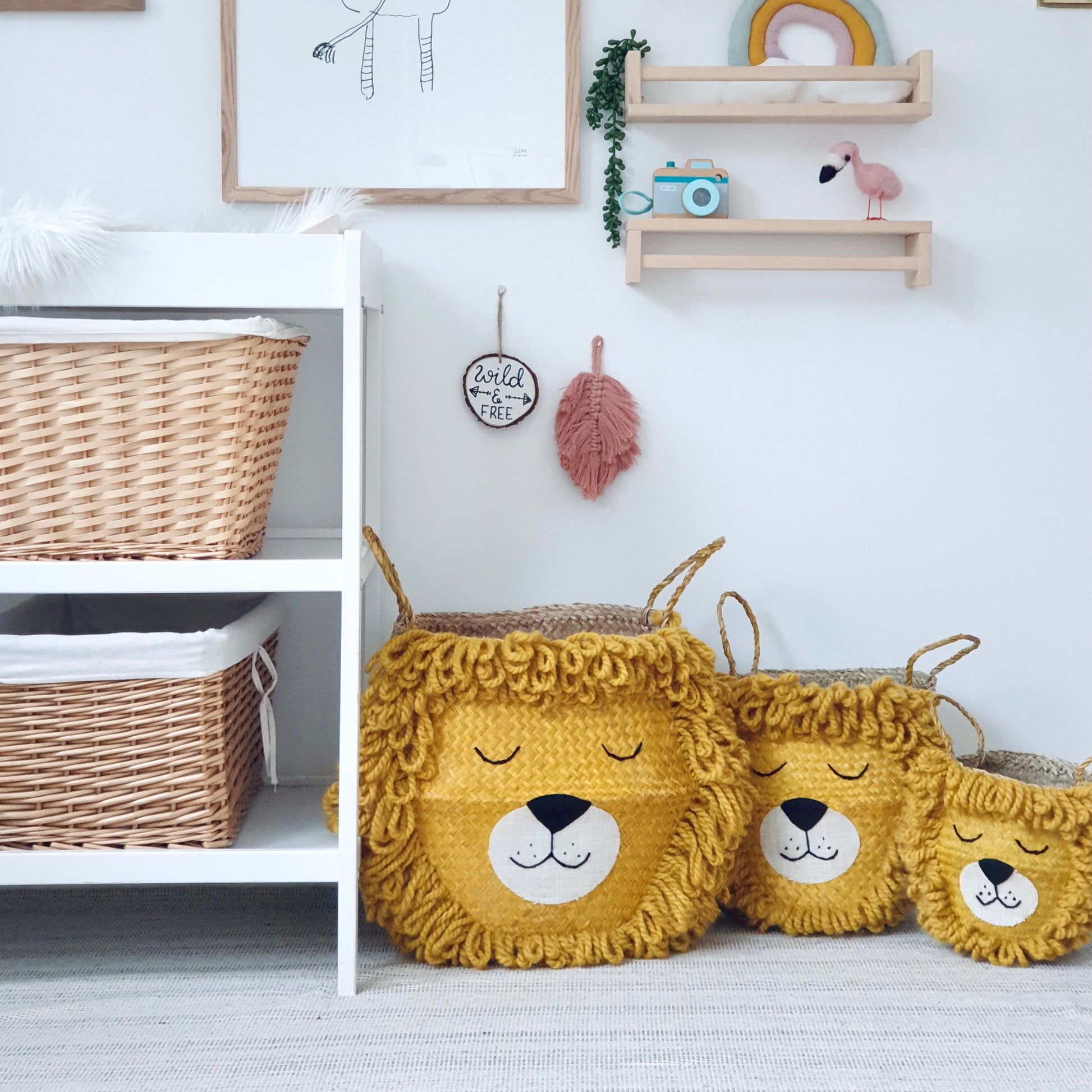 Bellybambino Yellow Lion Seagrass Basket - Extra Large