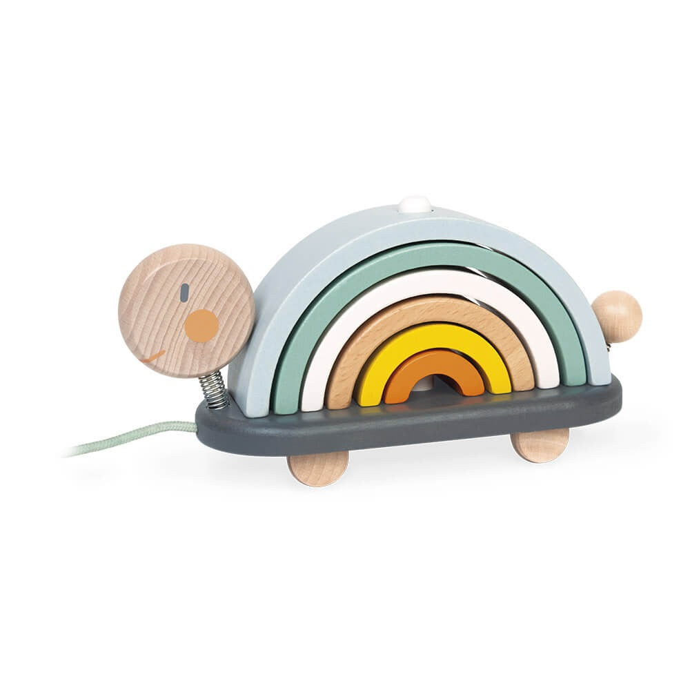 Janod Wooden Stacking Pull-Along Rainbow Turtle