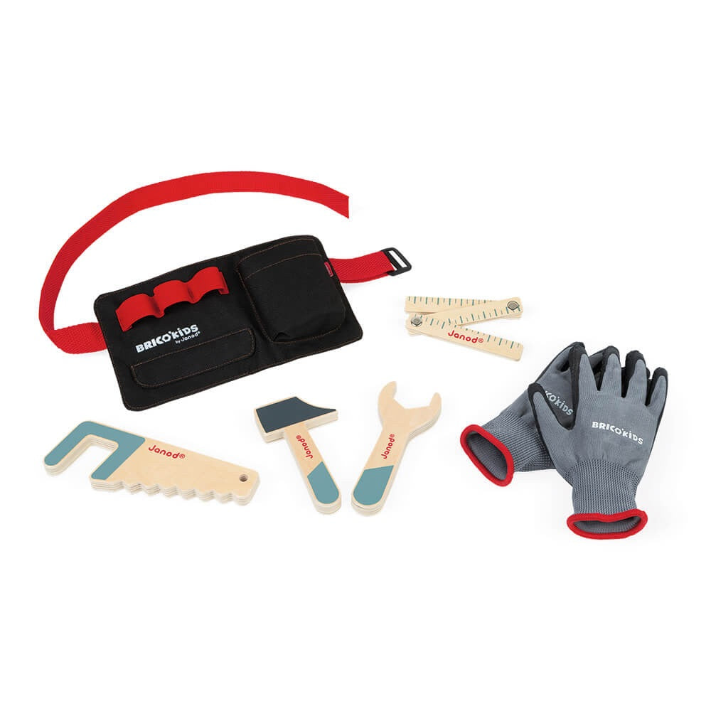 Janod Toy Tool Belt with Tools & Gloves