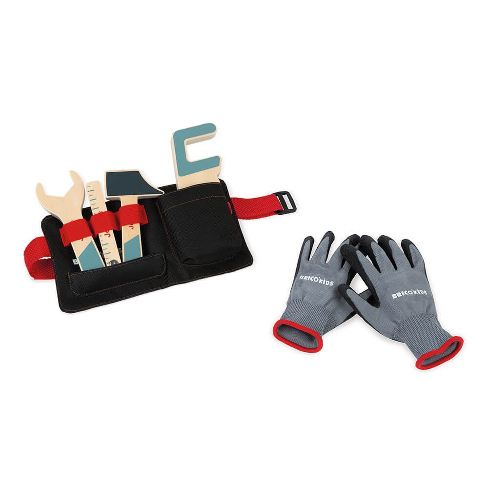 Janod Toy Tool Belt with Tools & Gloves