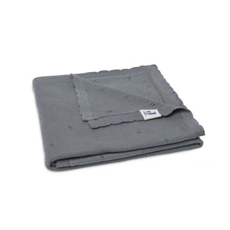 Jollein Organic Cradle Blanket - Pointelle - Storm Grey