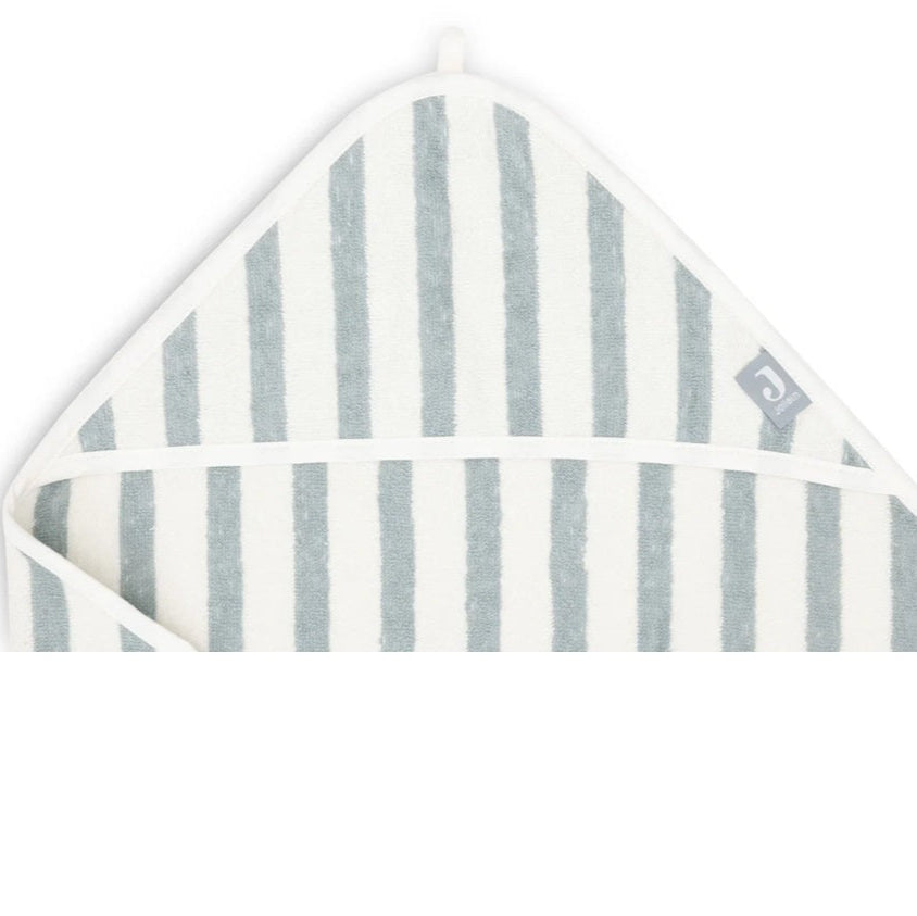 Jollein Organic Hooded Terry Baby Towel - Sea Green Stripe