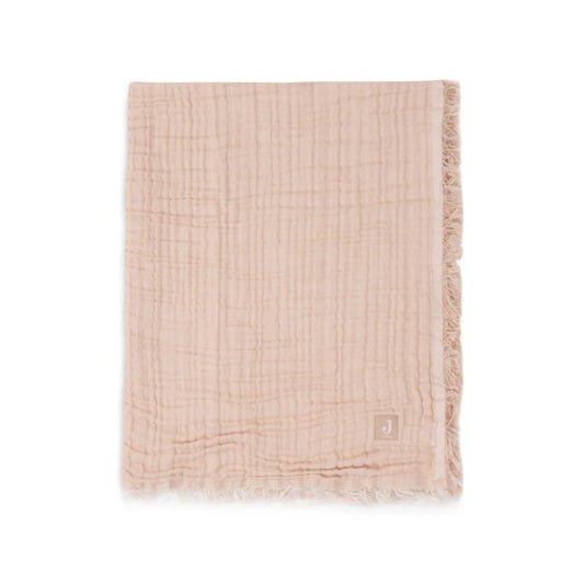 Jollein Organic Muslin Cot Blanket - Fringe - Moonstone/Ivory