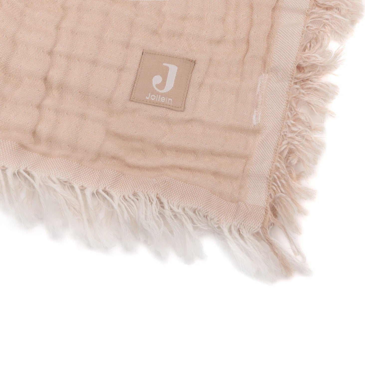 Jollein Organic Muslin Cot Blanket - Fringe - Moonstone/Ivory