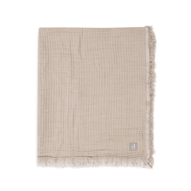 Jollein Organic Muslin Cot Blanket - Fringe - Olive/Ivory