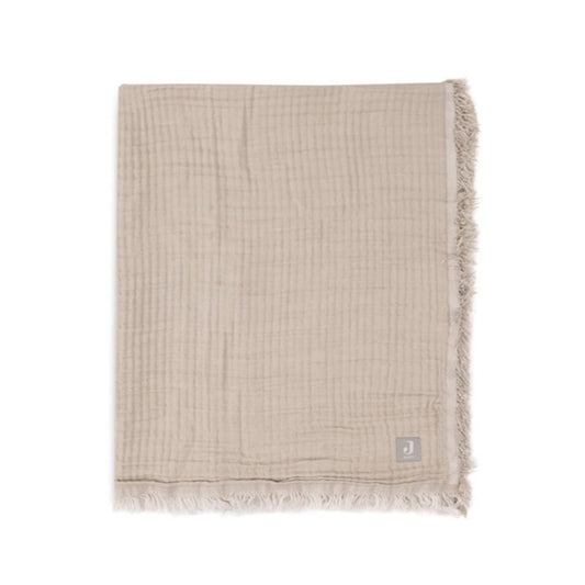 Jollein Organic Muslin Cot Blanket - Fringe - Olive/Ivory
