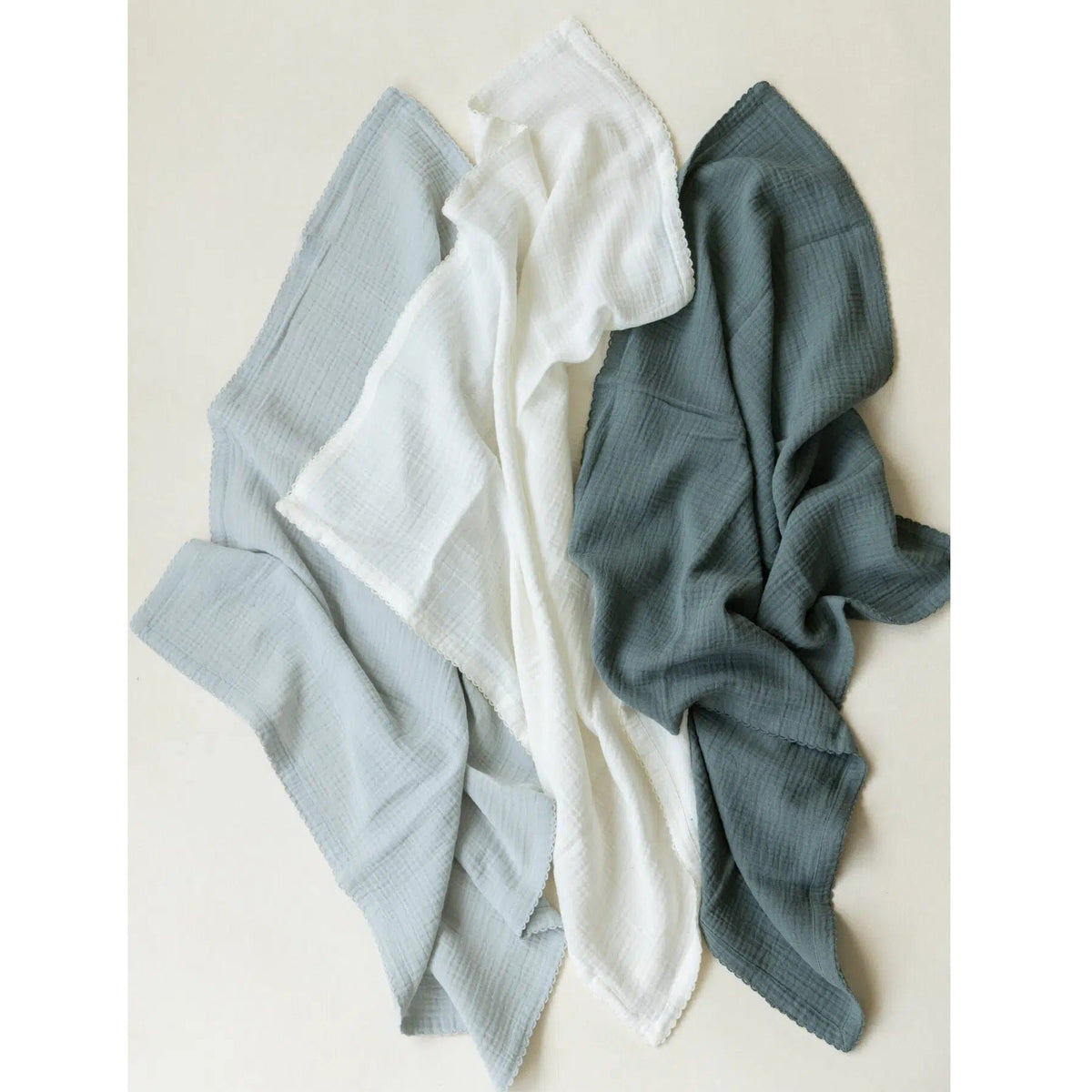 Kas Kopenhagen Kai Organic Baby Changing Cloths - 3 Pack - Blue