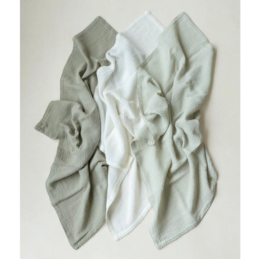 Kas Kopenhagen Kai Organic Baby Changing Cloths - 3 Pack - Green