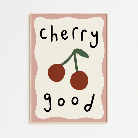 Cherry Good A4 Art Print By Kitty Makes