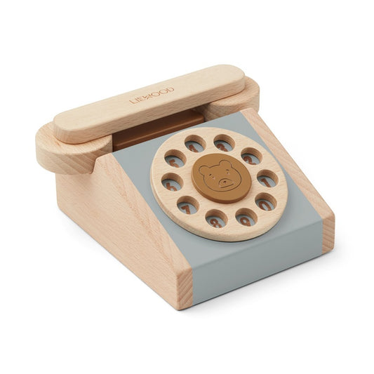 Liewood Selma Wooden Toy Classic Phone - Blue Fog