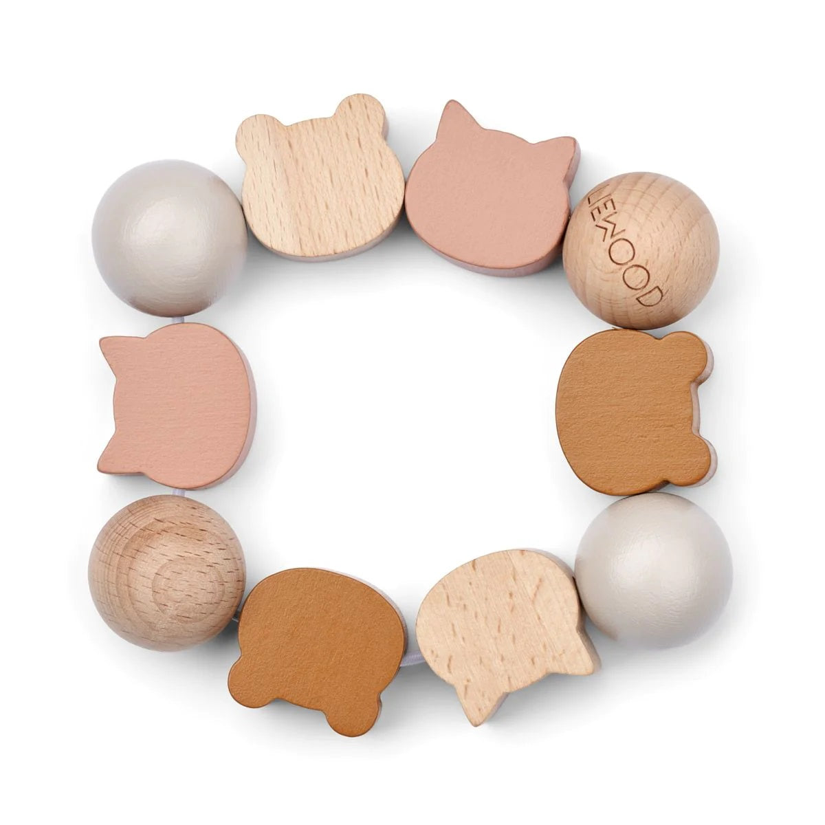 Liewood Allie Wooden Rattle - Tuscany Rose Mix