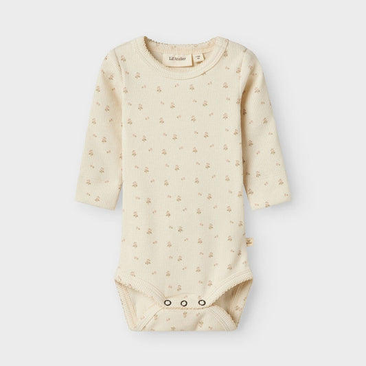 Lil' Atelier Organic L/S Baby Romper - Turtledove/Flower