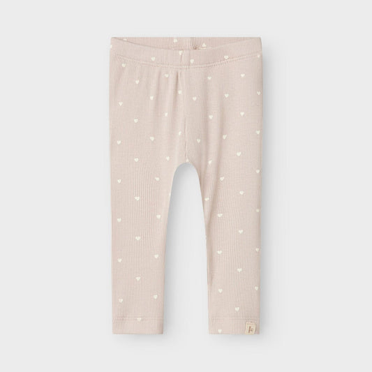 Lil' Atelier Organic Printed Baby Leggings - Grey Morn/Heart