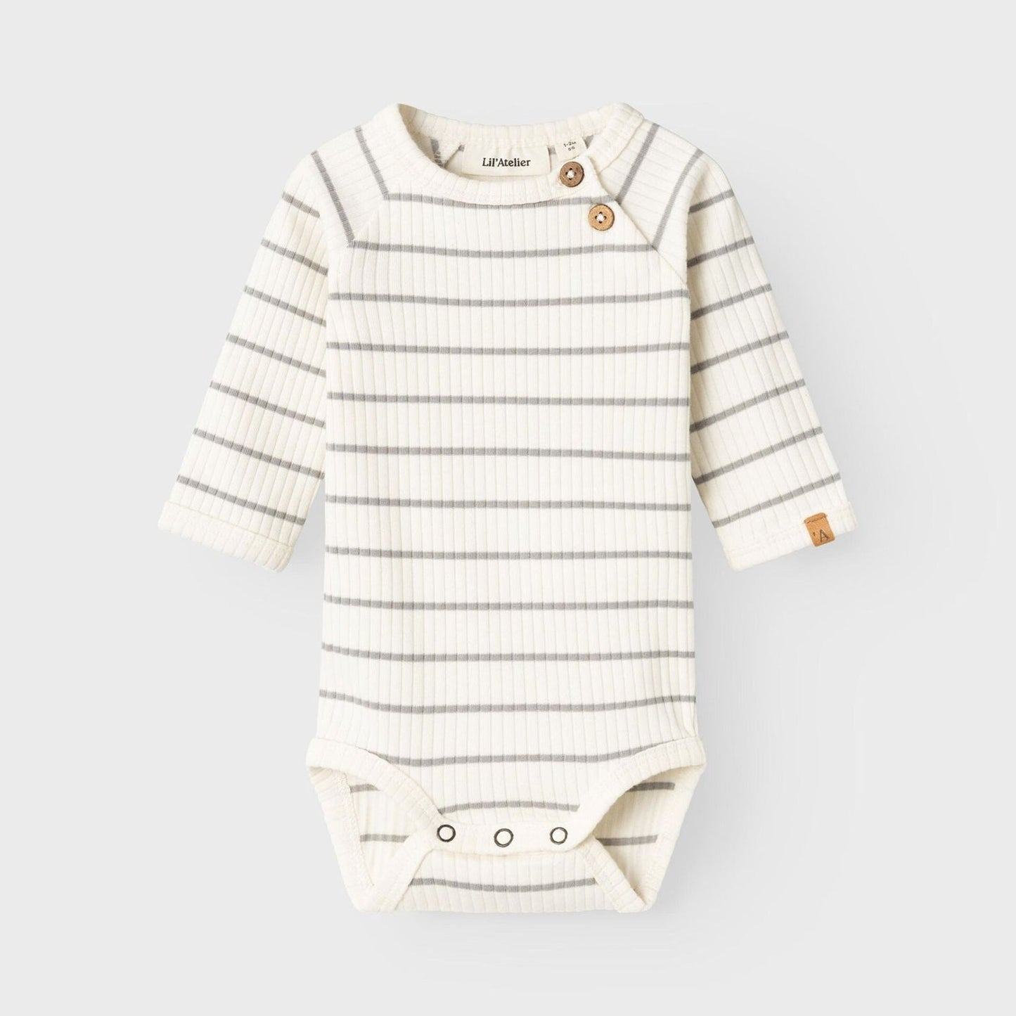 Lil' Atelier Organic L/S Baby Romper - Coconut Milk/Stripe