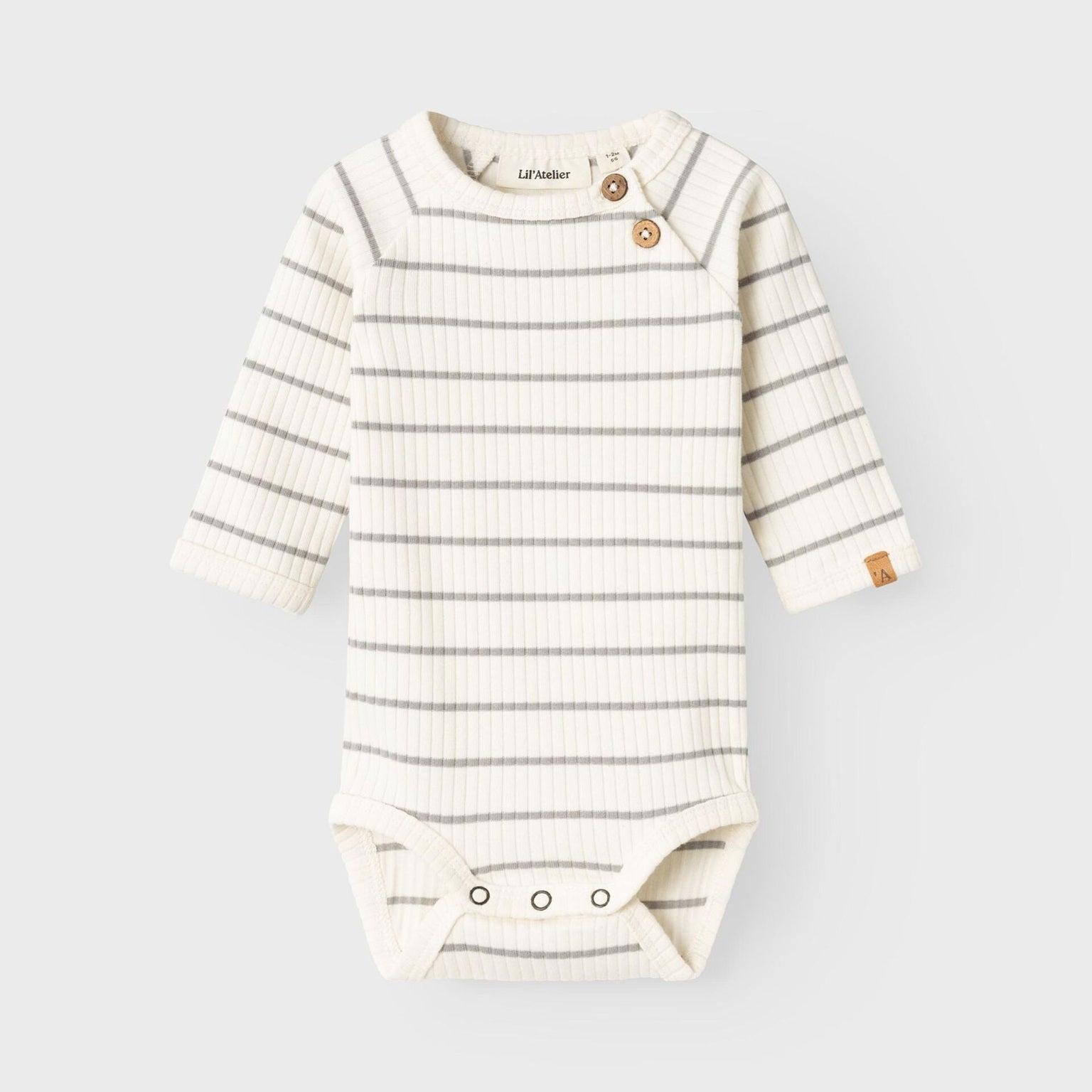 Lil' Atelier Organic L/S Baby Romper - Coconut Milk/Stripe