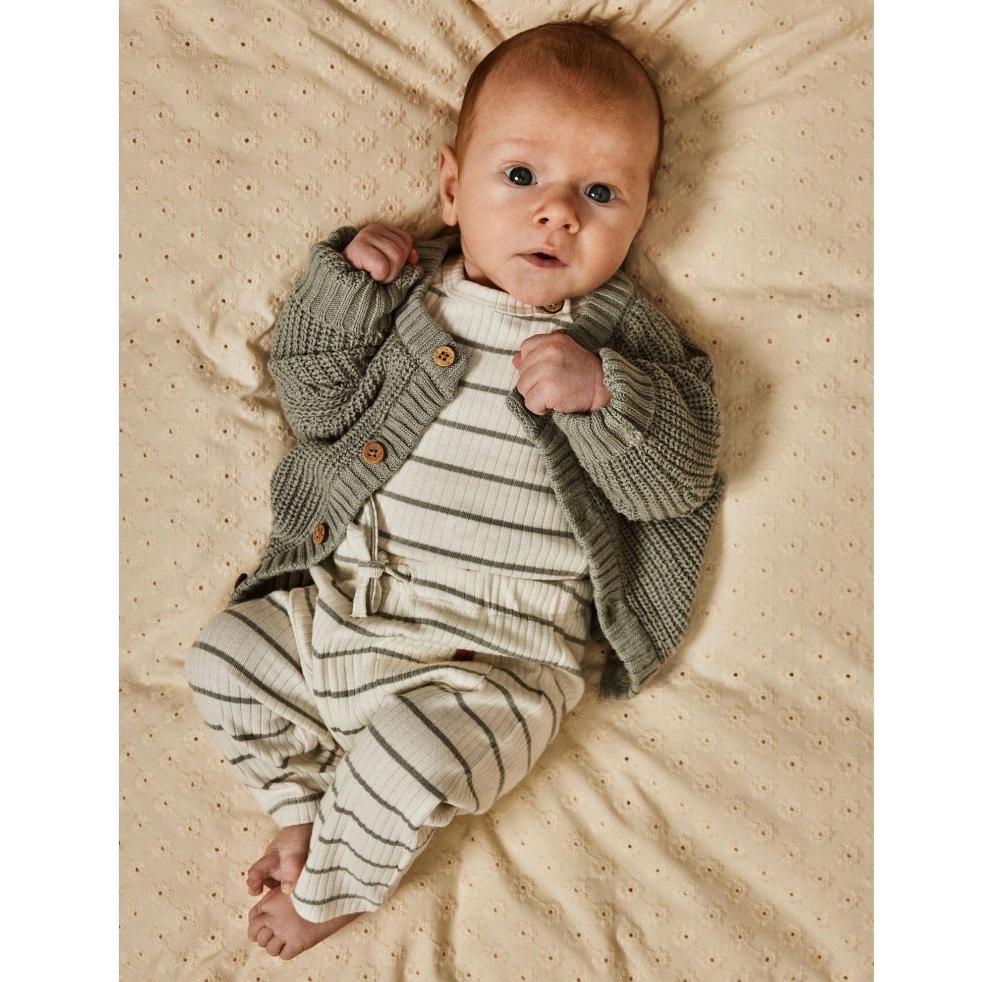 Lil' Atelier Organic L/S Baby Romper - Coconut Milk/Stripe