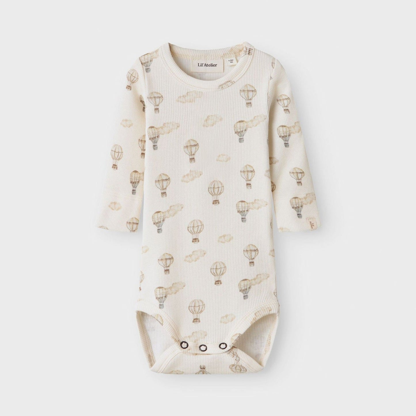 Lil' Atelier Organic L/S Baby Romper - Turtledove/Air