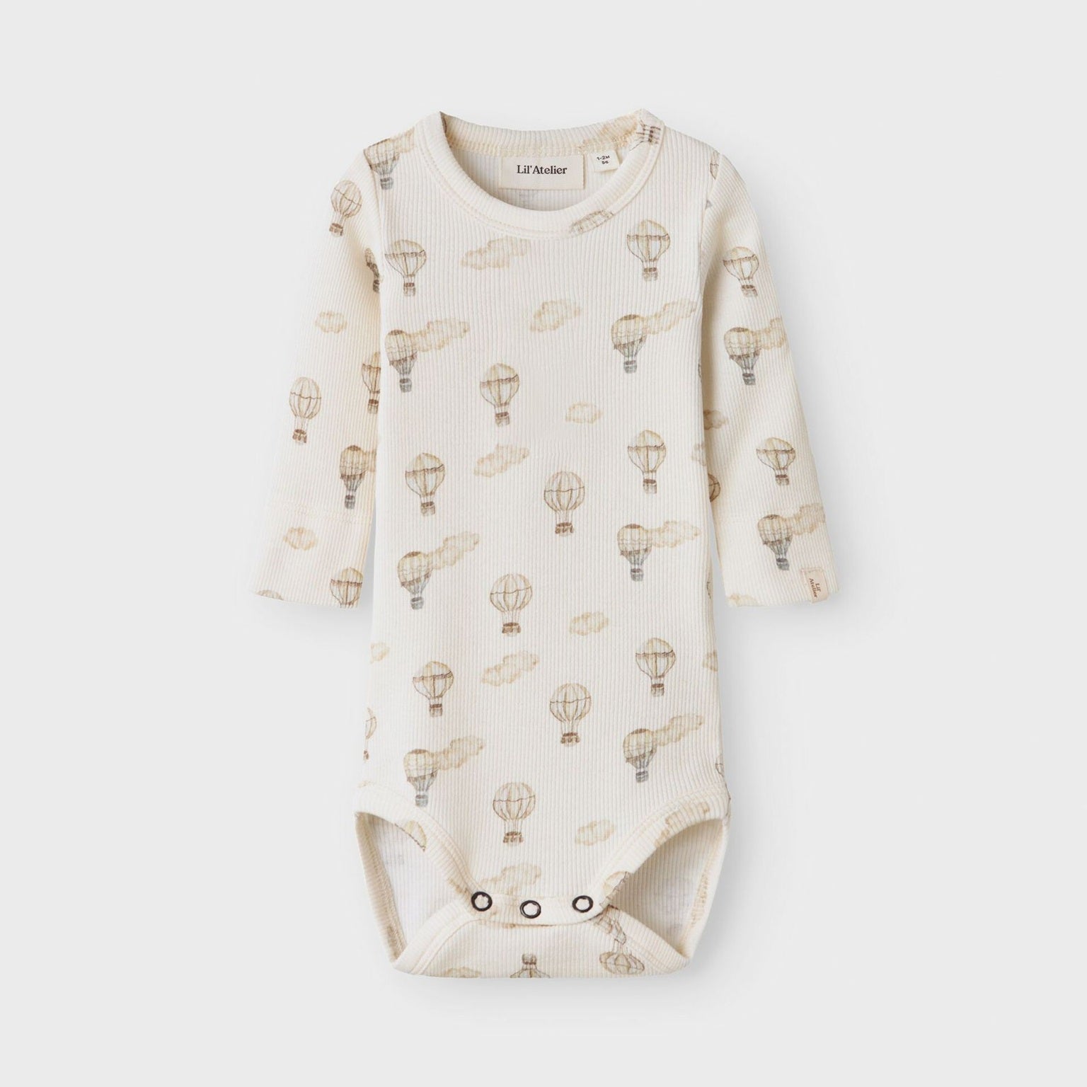 Lil' Atelier Organic L/S Baby Romper - Turtledove/Air