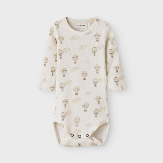 Lil' Atelier Organic L/S Baby Romper - Turtledove/Air