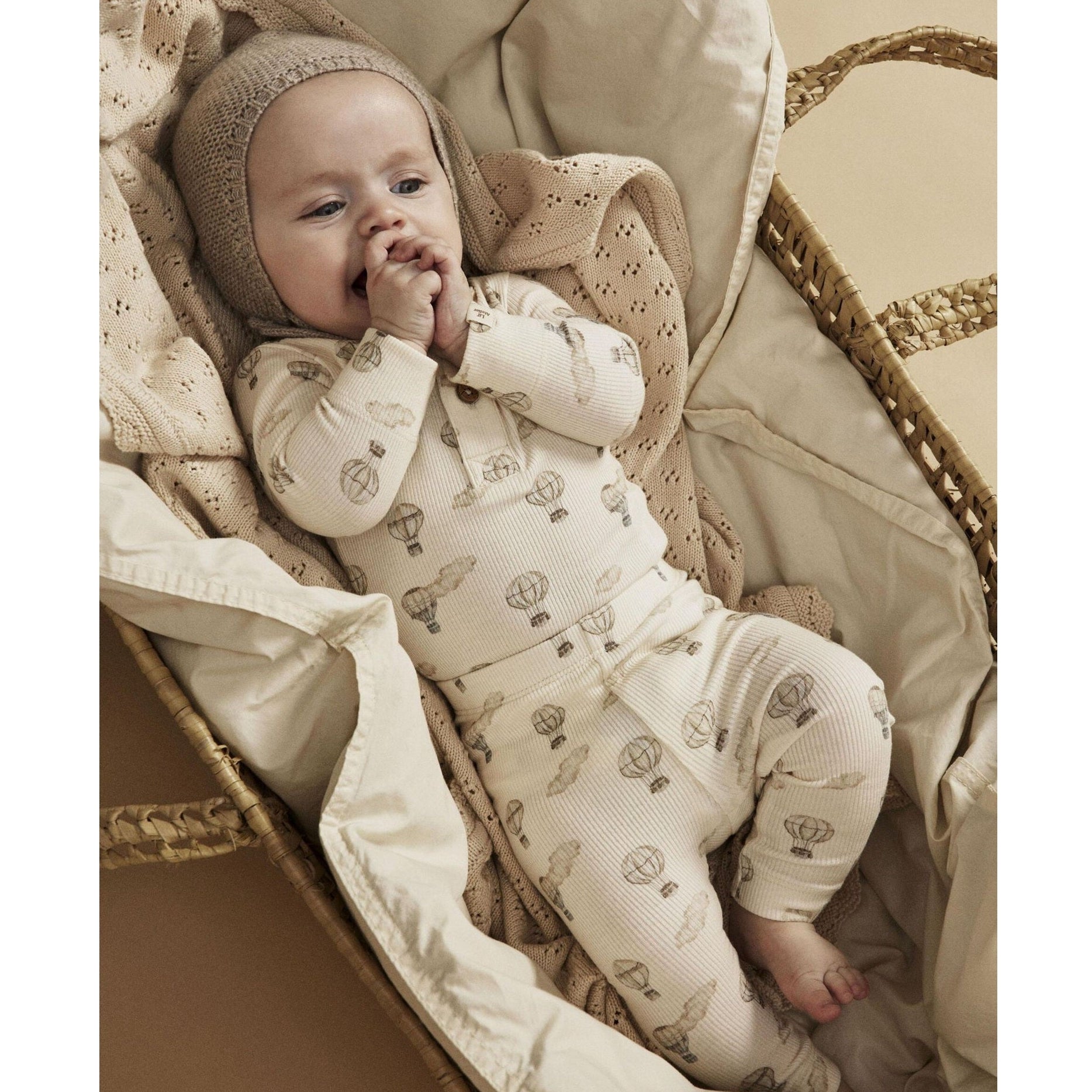 Lil' Atelier Organic L/S Baby Romper - Turtledove/Air